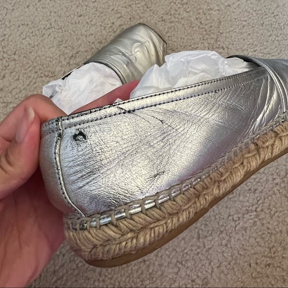 Saint Laurent YSL Logo Espadrille Flat in Silver size 36.5 - Picture 5 of 9